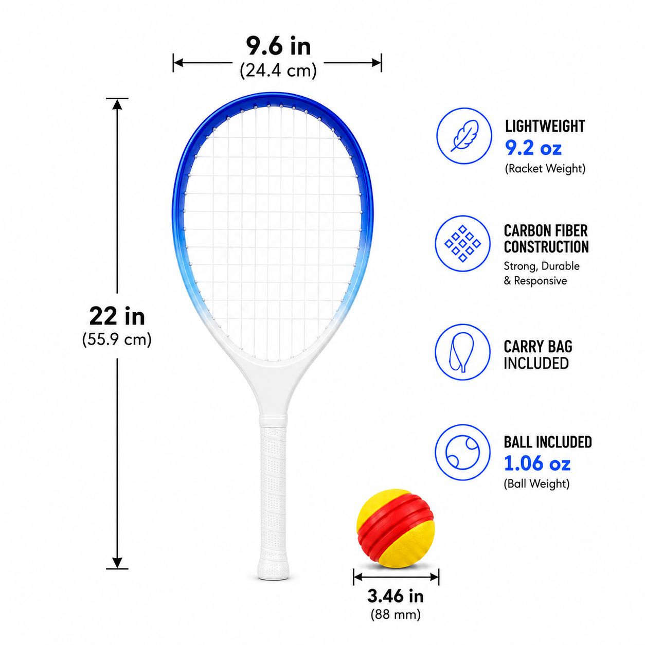 Typti Carbon Fiber Racket & Ball Set